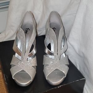 Silver glitter heels